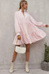 Frilled Stand Collar Long Sleeve Ruffle Dress